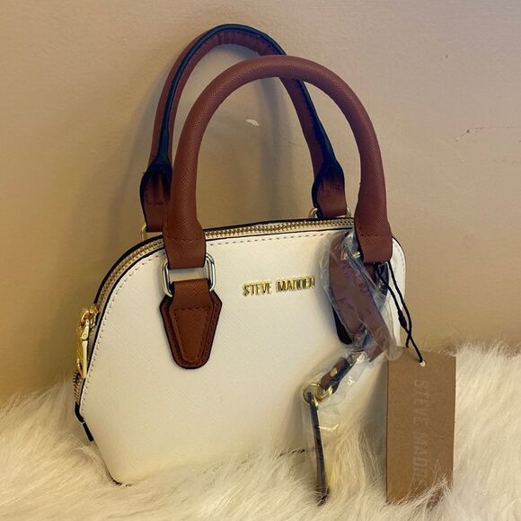 NWT Steve Madden (bfaith2) Crossbody Mini Bag- Cognac/White - Picture 4 of 13
